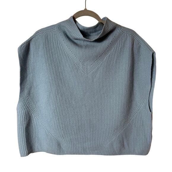 The Enza Cashmere Poncho Sweater Vest SZ L Light Blue Soft Cozy - Picture 1 of 7